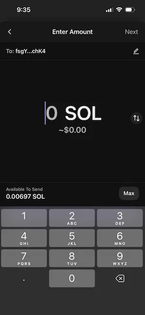 enter the amount and confirm