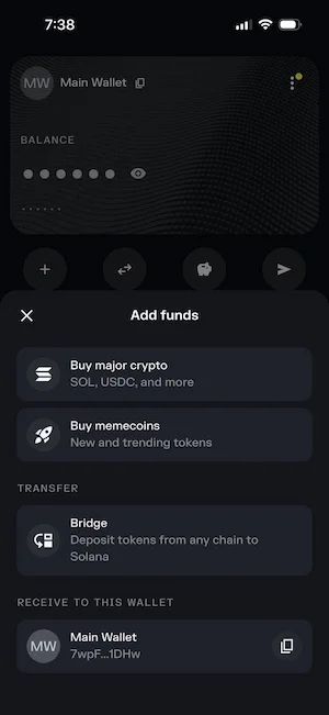 How to add money to Solflare wallet
