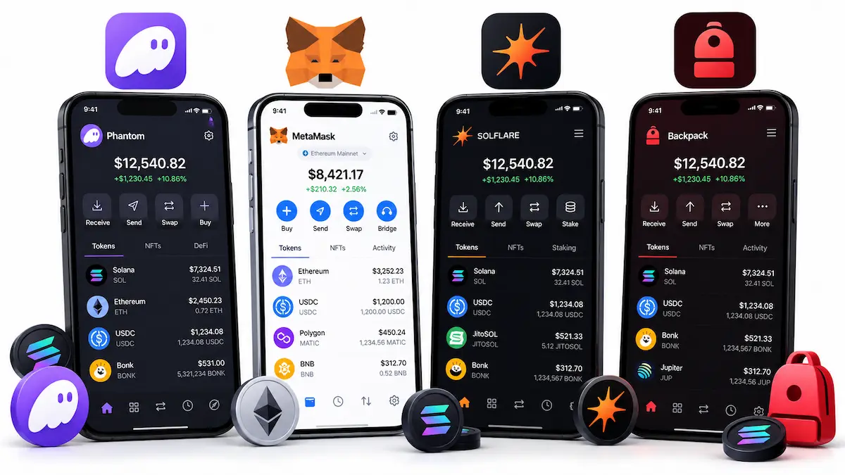 Phantom vs MetaMask, Solflare and Backpack